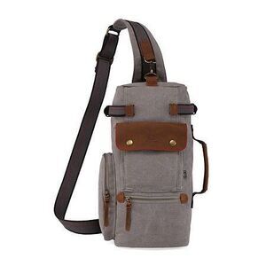 Tsd Brand Hill Side Canvas Sling Bag - Gray‎